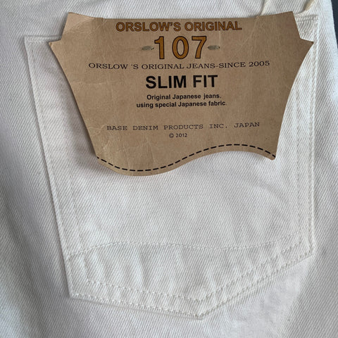 ORSLOW Taille XL Jean Coton Sergé Coupe Slim 5 Poches Blanc