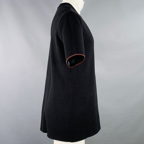 CALVIN KLEIN COLLECTION Size S Black Knit Viscose Virgin Wool T-shirt