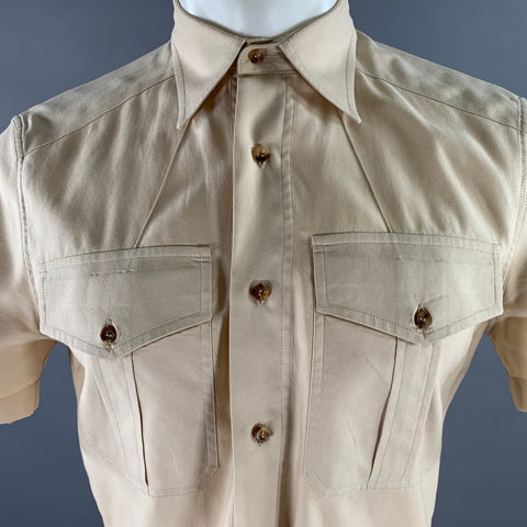 BRUNELLO CUCINELLI Size S Khaki Short Sleeve Shirt
