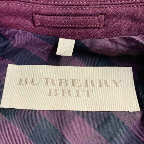 BURBERRY BRIT Size 4 Burgundy Virgin Wool Blend Single Breasted Coat