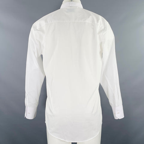 BERLIONI Size M White Pleated Cotton Blend Tuxedo Long Sleeve Shirt