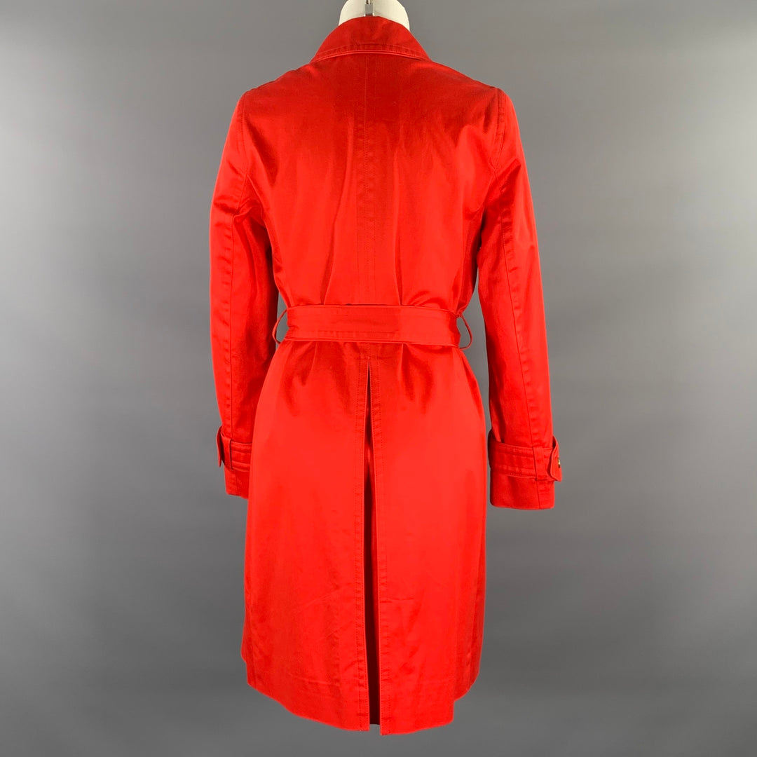 COACH Size S Orange Cotton Double Breasted Trench Coat