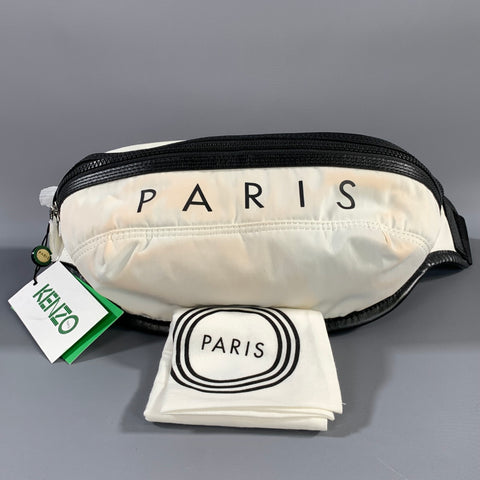 KENZO White Black Logo Nylon Fanny Pack