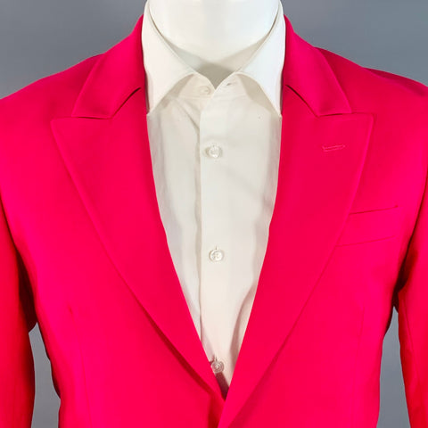 PAUL SMITH Size 36 Pink Fuchsia Wool Blend Peak Lapel Sport Coat