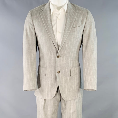 RALPH LAUREN Size 38 Regular Grey Light Grey Wool Notch Lapel Suit