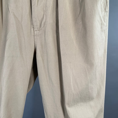 TOOD SNYDER Size 38 Beige Twill Cotton Pleated Side Tabs Casual Pants