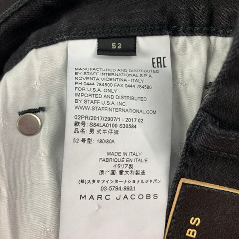 MARC JACOBS Size 36 Black Cotton Zip Fly Slim Jeans