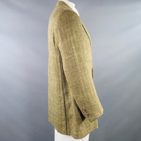 POLO by RALPH LAUREN Size 44 Tan Khaki Herringbone Flax Sport Coat