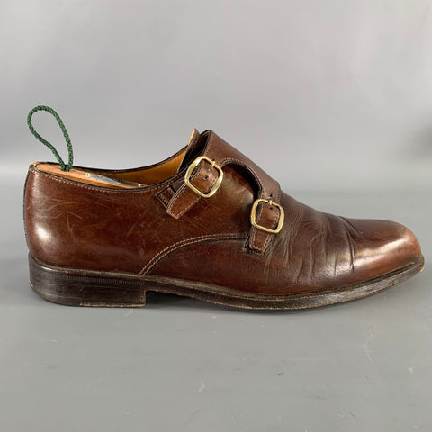 JOHN LOBB Size 9 Brown Leather Monk Strap Loafers