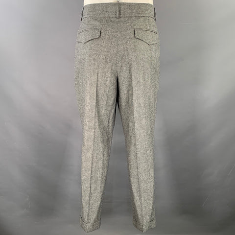 KENT & CURWEN Size 34 Williams Peg Leg Green White Glenplaid Wool Pleated Casual Pants