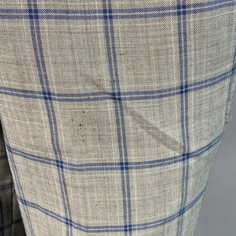 AUGUST MCGREGOR Size 38 Grey Blue Plaid Wool Notch Lapel Suit