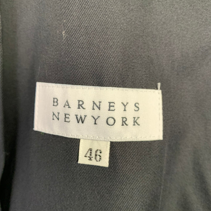 BARNEYS NEW YORK Size 46 Black Cotton Hidden Buttons Trench Coat