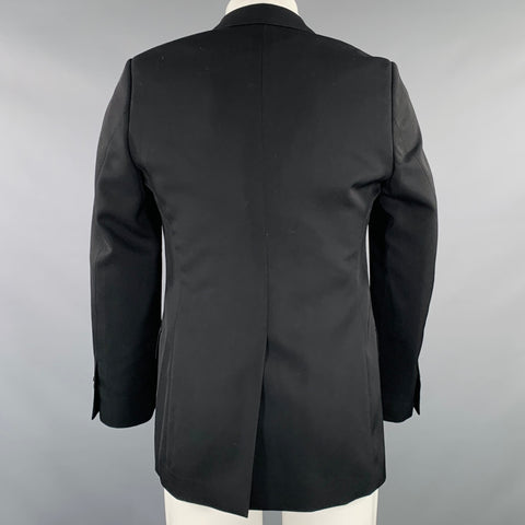 ALEXANDER MCQUEEN Size 38 Black Beaded Wool Peak Lapel Sport Coat