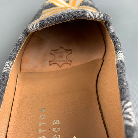 STUBBS & WOOTTON Size 10 Grey Silver & Gold Wool Slip On Loafers