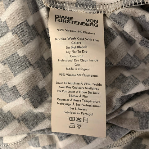 DIANE VON FURSTENBERG Size S Camel White Black Geometric Viscose Elastane Wrap Dress