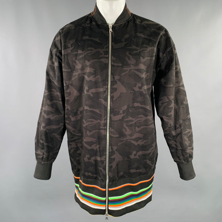 RAF SIMONS Size 38 Black Grey Oversized Camo Cotton Zip Up Coat