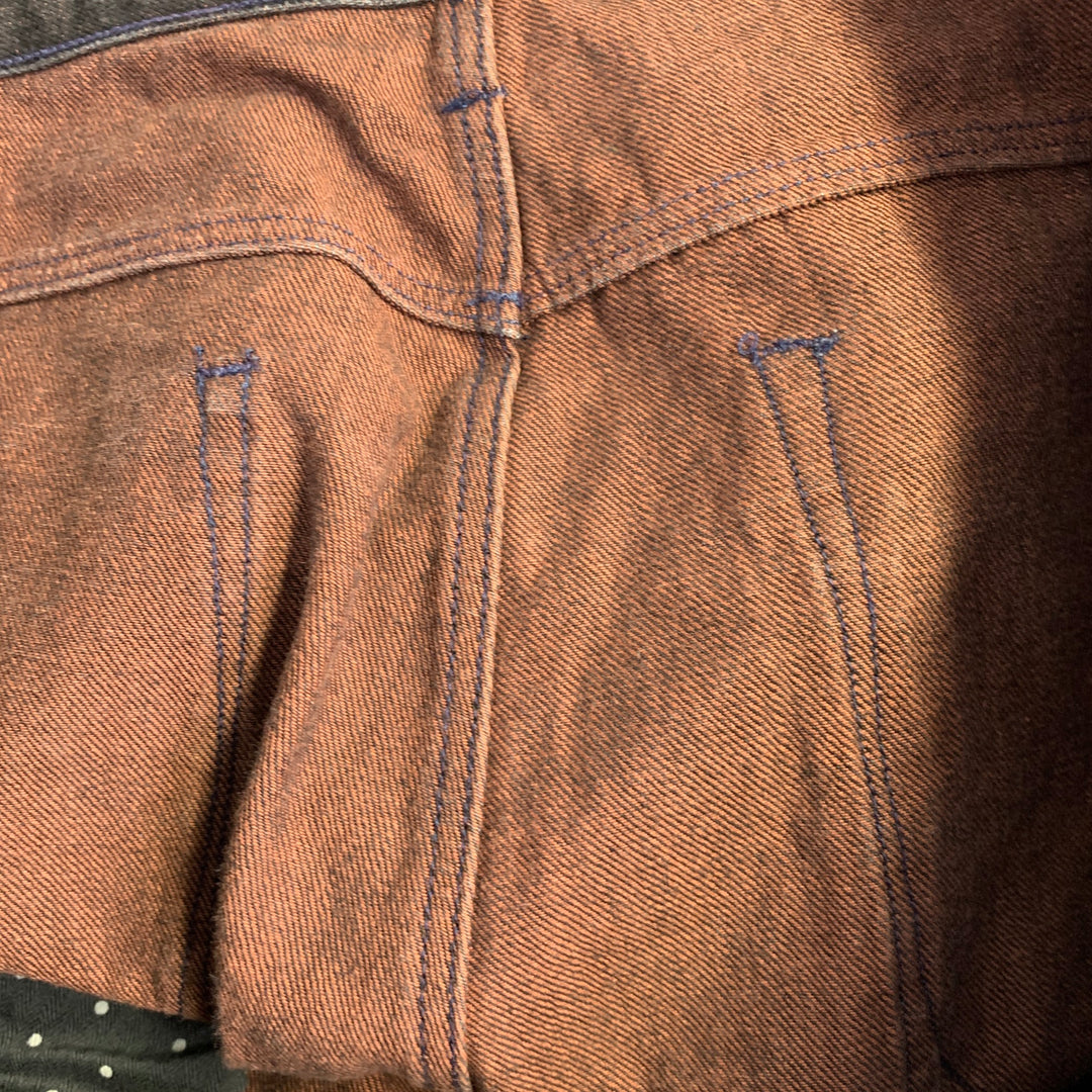 3 X 1 Size 34 Black Orange Heather Cotton Straight Selvedge Jeans