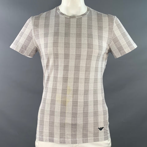 EMPORIO ARMANI Size XXL Brown White Hearts Dots Short Sleeve T-shirt