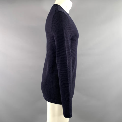 THEORY Size M Navy Rib Knit Merino Wool Thermal Pullover
