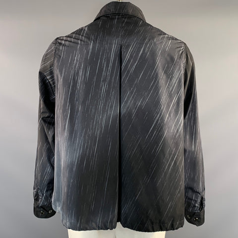 FUMITO GANRYU Chest Size Size L Grey Streaks Polyester Button Up Jacket
