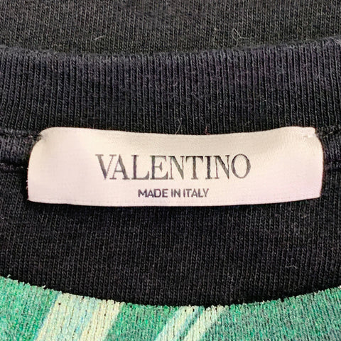 VALENTINO 2019 Size S Black Green Red Dragon Graphic Cotton Crew Neck T-shirt