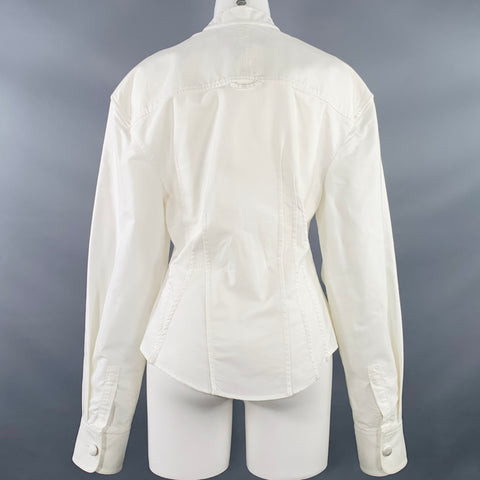 JACQUEMUS Size 6 Cream Cotton Fitted Tuxedo Shirt