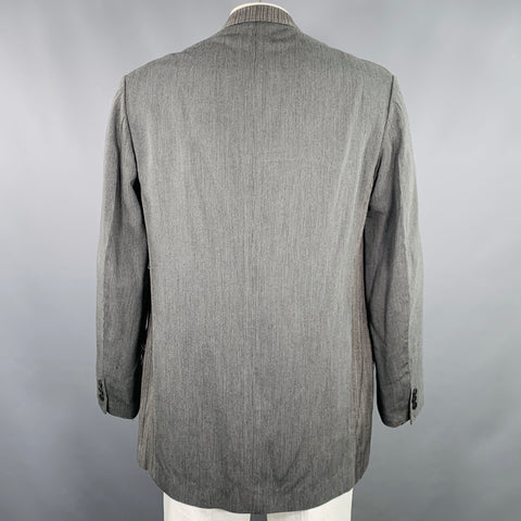 YOHJI YAMAMOTO Size L Grey Black Stripe Silk Blend Jacket