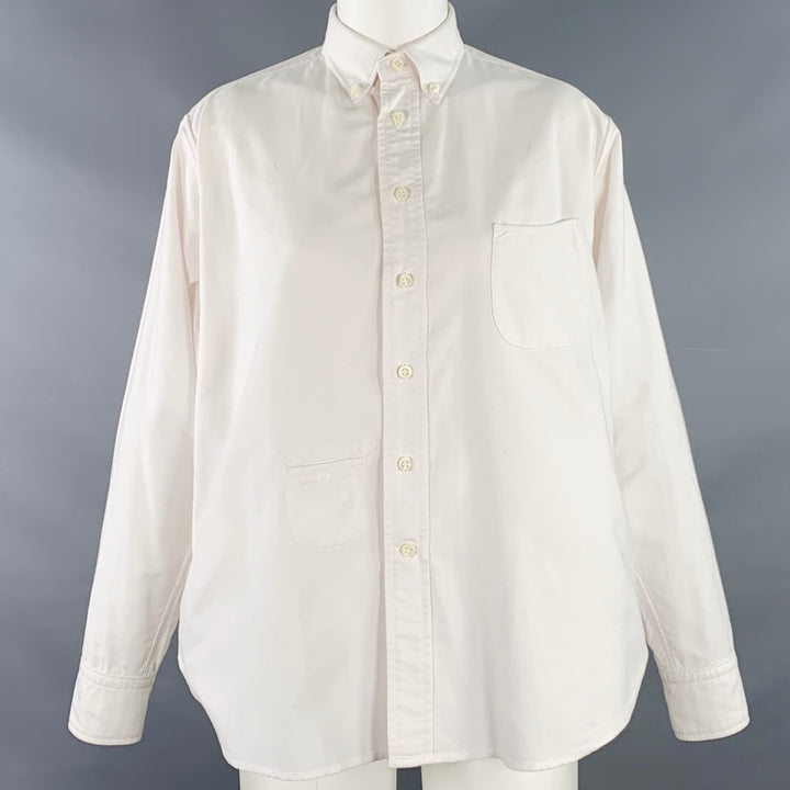 45rpm Size M White Cotton Button Down Collar Long Sleeve Shirt