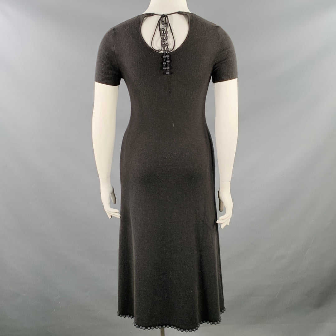 TSE Size L Grey Slate Cashmere Rib Knit Open Front Cardigan Dress Set