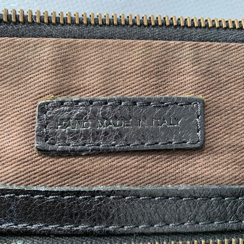 JOHN VARVATOS Black Leather Overlay Cross Body Bag