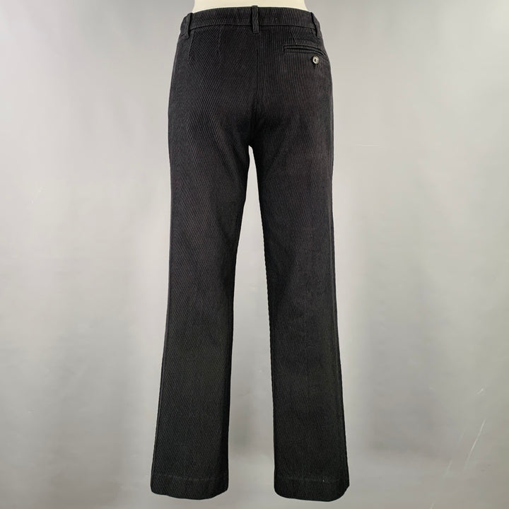 ANN DEMEULEMEESTER Size 6 Black Cotton Textured Flat Front Casual Pants
