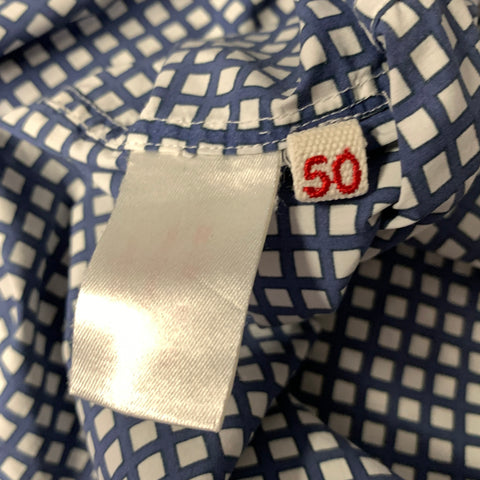 MARNI Size M White Blue Check Pointed Collar Long Sleeve Shirt