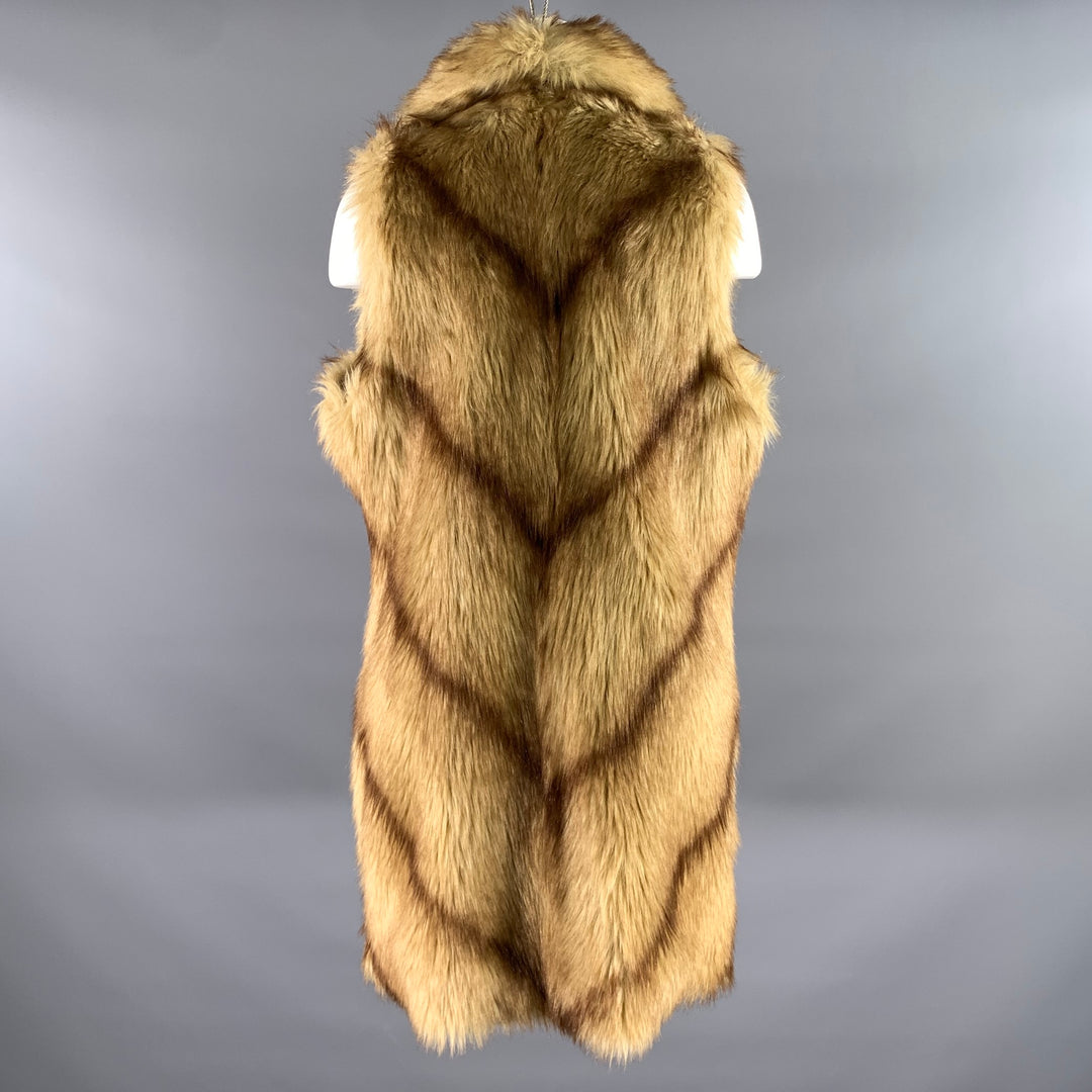 BASSO Size M Tan Brown Faux Fur Modacrylic Vest