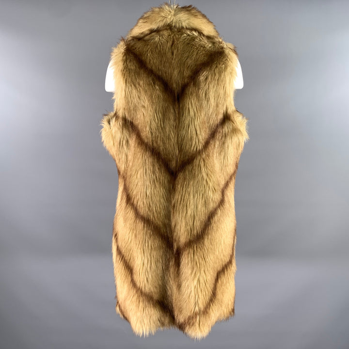 BASSO Size M Tan Brown Faux Fur Modacrylic Vest