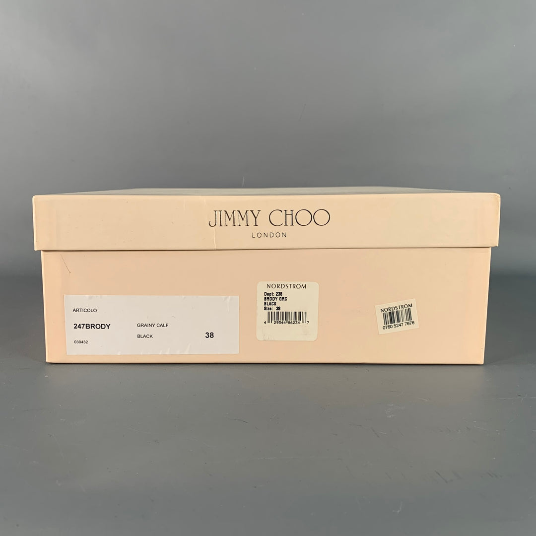 JIMMY CHOO Size 8 Black Leather Pebble Grain Back Zip Boots