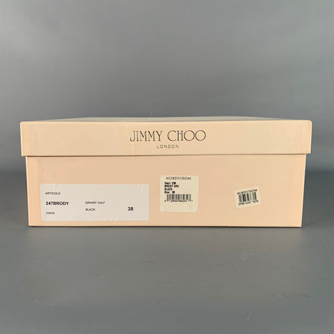 JIMMY CHOO Size 8 Black Leather Pebble Grain Back Zip Boots