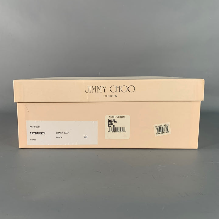 JIMMY CHOO Size 8 Black Leather Pebble Grain Back Zip Boots