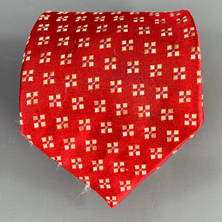 ERMENEGILDO ZEGNA Red Yellow Squares Silk Tie