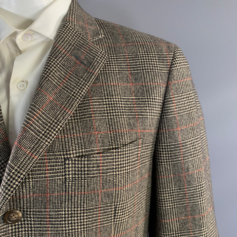 POLO by RALPH LAUREN Chest Size 42 Beige Black Glen Check Sport Coat