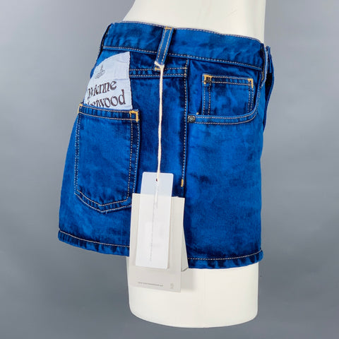 VIVIENNE WESTWOOD Size 25 Blue Denim Dyed Mini Skirt