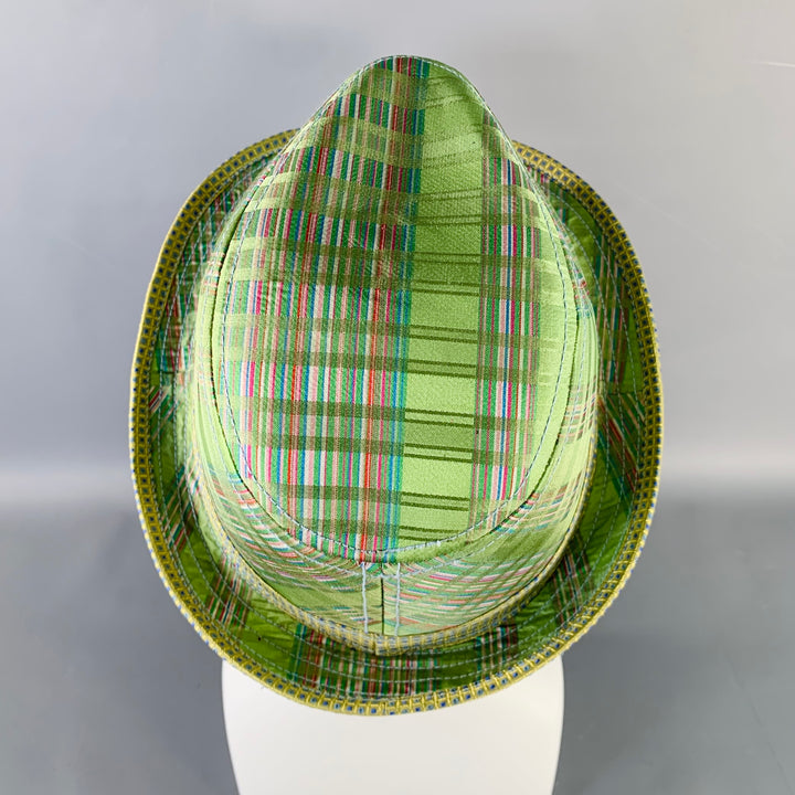 ROBERT GRAHAM Size L Green Plaid Silk Trilby Fedora