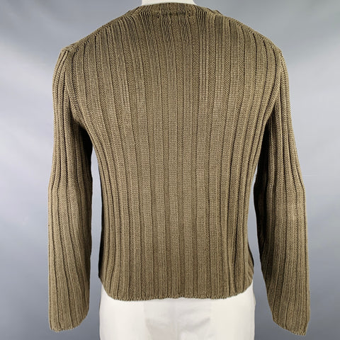 POLO by RALPH LAUREN Size L Olive Green Knit Linen V-Neck Sweater