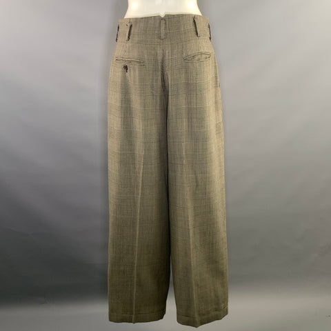RALPH LAUREN Size 8 Brown Rayon & Wool Houndstooth Wide Leg Dress Pants
