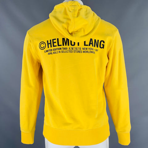HELMUT LANG AW 18/19 Size S -TAXI- Yellow Cotton Hooded Sweatshirt