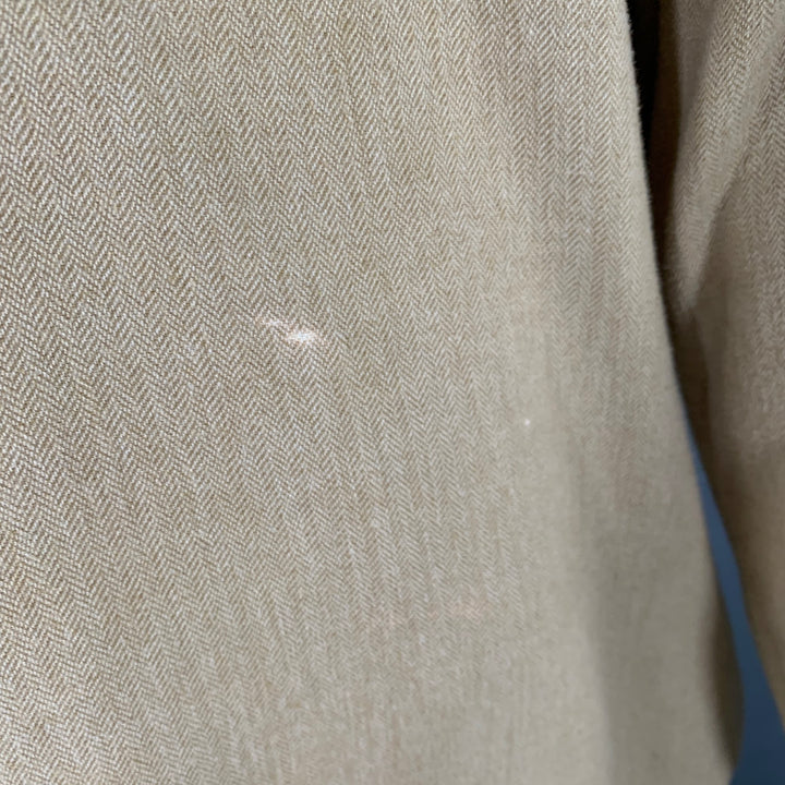 TURNBULL & ASSER Size XL Beige Herringbone Cotton 2 Pockets Long Sleeve Shirt