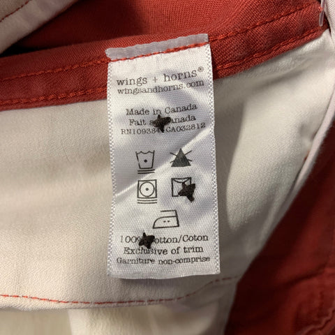 WINGS + HORNS Size 34 Red Cotton Chino Casual Pants