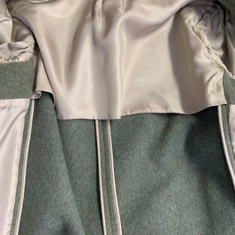 THE ROW Size XS Green Sage Wool Polyamide Twill Double Breasted Coat