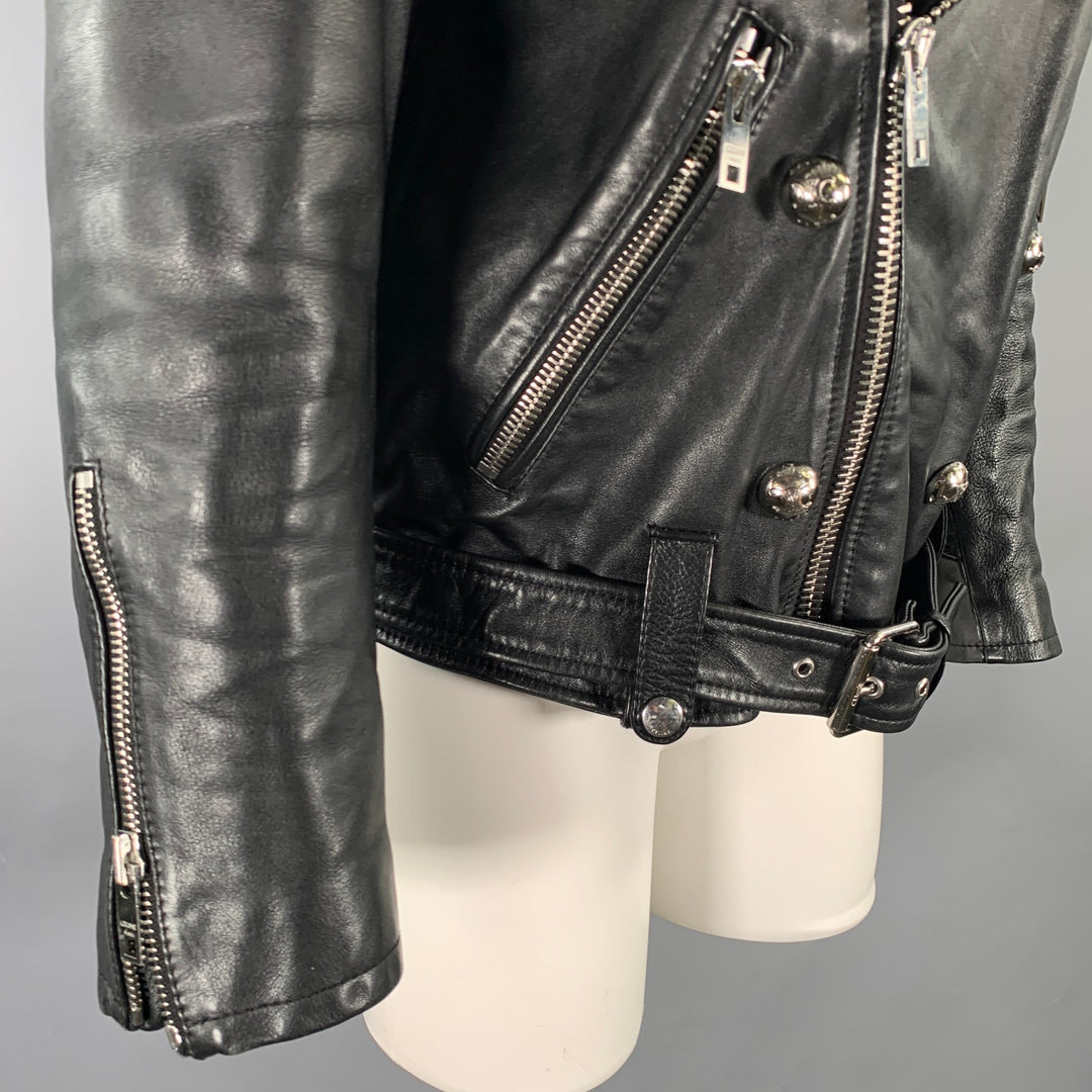 CELINE Size S Black Leather Motorcycle Jacket