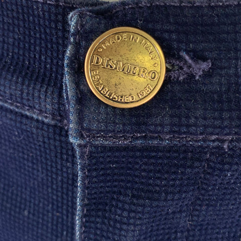 DISMERO Size 8 Navy Cotton Blend Velvet Grid Slim Bootcut Pants