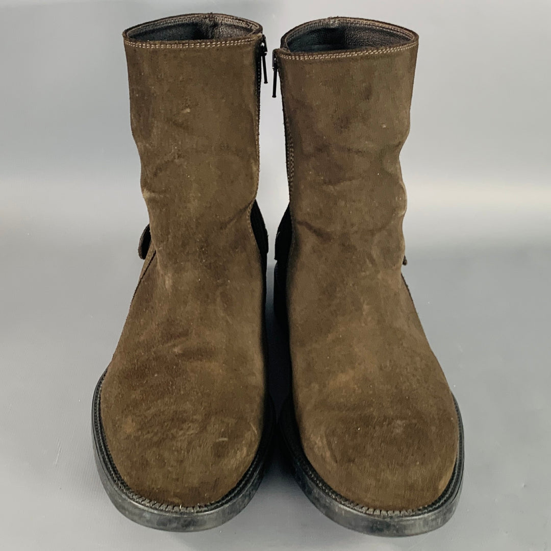 TOD'S Size 8 Brown Suede Side Zipper Ankle Boots
